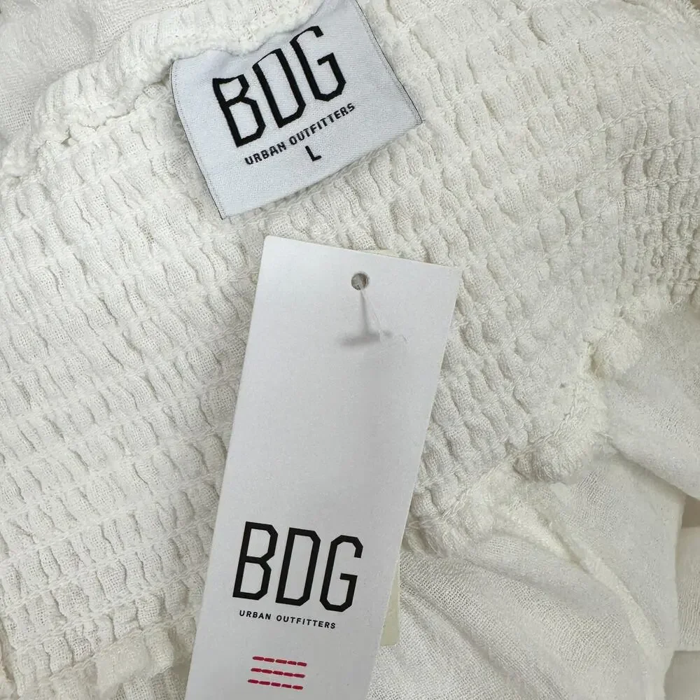 Urban Outfitters Jumpsuit White Wide Leg Gauze Cotton Crochet Cottagecore L NWT - Picture 13 of 15